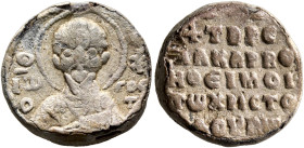 Christodoulos, 11th century. Seal (Lead, 15 mm, 4.28 g, 12 h). Θ / IⲰ / O – XP/COC/T Nimbate facing bust of Saint John Chrysostomos, raising his right...