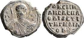Kemales (Turkish Kemal), protospatharios and strategos of the Black Mountain (Mauron Oros), 11th century. Seal (Lead, 25 mm, 11.87 g, 12 h). Θ / ΘЄ/O-...