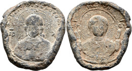 Uncertain, 11th century. Seal (Lead, 34 mm, 31.99 g, 12 h). IC - XC Half-length bust of Christ facing, wearing nimbus cruciger, raising his right hand...