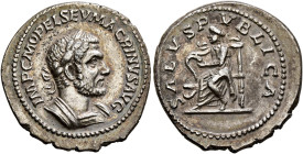 BECKER RESTRIKES. Macrinus, 217-218. Denarius (Silver, 21 mm, 5.22 g, 12 h), dies by Carl Wilhelm Becker (1772-1830). IMP C M OPEL SEV MACRINVS AVG La...