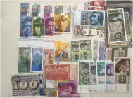 A lot containing 44 banknotes. Including: Switzerland, Germany and Austria. Fine to UNC. LOT SOLD AS IS, NO RETURNS. 44 banknotes in lot.