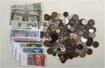 A lot containing 311 silver, bronze and copper nickel coins and 11 banknotes. All: World. 1690 g. Fair to extremely fine. LOT SOLD AS IS, NO RETURNS. ...
