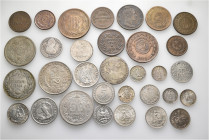 A lot containing 32 silver and bronze coins. All: Latin America. 150 g. Very fine to FDC. LOT SOLD AS IS, NO RETURNS. 32 coins in lot.

From the col...