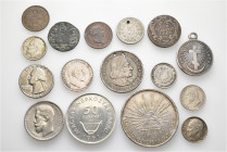 A lot containing 16 silver and bronze coins. All: World. Fine to extremely fine. LOT SOLD AS IS, NO RETURNS. 16 coins in lot.