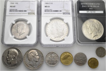 A lot containing 10 silver and bronze coins. All: World. Including Gdansk, Germany, Russia and US. 225 g (packaging included). Very fine to FDC. LOT S...
