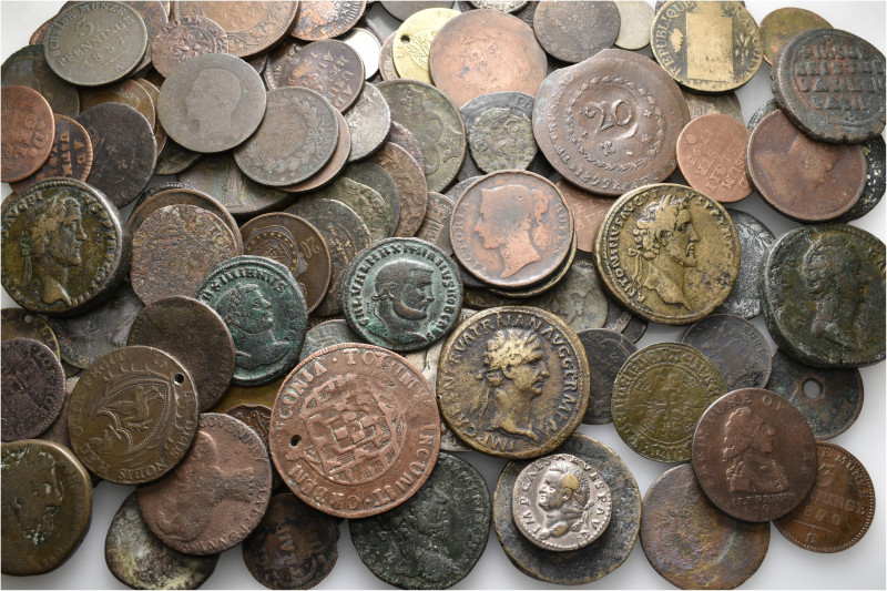 A lot containing 134 bronze coins. Including: Roman Imperial, Byzantine and Worl...