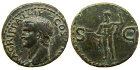 Agripa, suegro de Tiberio (emisión de 14-36 dC). As. a/ M AGRIPPA L F COS III. r/ S C. Neptuno. (Spink 1812). Anverso ligeramente descentrado. 10,59 g...