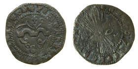 REYES CATÓLICOS (1474-1504) S/F 1/4 real. Granada. G gótica debajo. (AC 159) (Cal. 503) (V.Q. 6634, mismo ejemplar) 0,77 gr. Patina. Muy rara. Ex aure...