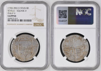 FELIPE II (1556-1598). 8 reales. ND (ca. 1588). Sevilla. (Cal-720). (Jarabo-Sanahuja-A557). Recortada. Clipped. Ag. NGC

BC