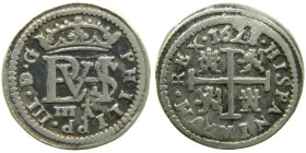 FELIPE III (1598-1621). 1621/0. Segovia A+. 1/2 real. Sobrefecha (AC 430: JS B-342). 1,73 gr. 

MBC