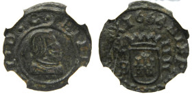 FELIPE IV (1621-1665) 1664/3 M. Madrid. 4 maravedís (AC 240) Encapsulado por NN coins. XF45

XF45