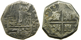 FELIPE IV (1621-1665). 165(9). Segovia M. 8 reales. (AC 1580; JS C-280). Acueducto vertical. Último dígito de la fecha no visible. Rarísima y más con ...