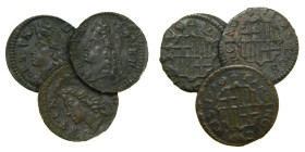 CARLOS III, PRETENDIENTE (1700-1714). 1708, 1709 y 1710. Barcelona. Lote de 3 monedas de Diner. (AC1,2,3).

EBC