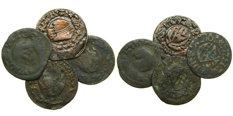 CARLOS III, PRETENDIENTE (1700-1714). 1708, 1709, 1710 y 1711. Barcelona. Lote d...