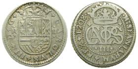 CARLOS III, PRETENDIENTE (1700-1714). 1708. Barcelona. 2 reales. (AC 29). 4,47 gr. 

MBC