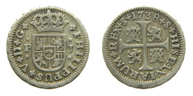FELIPE V (1700-1746). 1738 PJ. Sevilla. 1/2 real. (AC 345). 1,39 gr. 

MBC