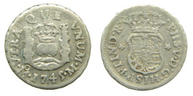 FELIPE V (1700-1746). 1745 M. México. 1/2 real. (AC 270). 1,63 gr. Columnario.

BC