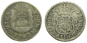 FELIPE V (1700-1746). 1742 M. México. 1 real. (AC 518). 3,29 gr. Columnario.

BC