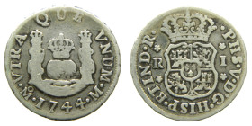 FELIPE V (1700-1746) 1744 M. México. 1 real. (AC 521). 3,16 gr. Columnario.

BC