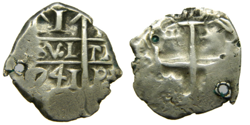 FELIPE V (1700-1746). 1741 P. Potosí. 1 real. (AC 604). 2.85 gr. Agujero.

MBC...
