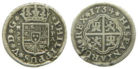 FELIPE V (1700-1746). 1734 PA. Sevilla. 1 real. (AC 658). 2,77 gr. Defecto en canto.

BC