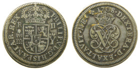 FELIPE V (1700-1746). 1708. Segovia Y. 2 reales. (AC 940; JS J-03). Palma superior derecha sobre la izquierda. 5,27 gr. 

MBC