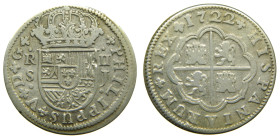 FELIPE V (1700-1746). 1722 J. Sevilla. 2 reales. (AC 980). 4,83 gr. 

BC