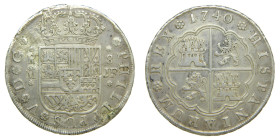FELIPE V (1700-1746). 1740 JF. Madrid. 8 reales. (AC 1358). 26,82 gr Ar. Defecto de metal en anverso.

MBC