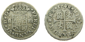 FERNANDO VI (1746-1759). 1748 JB. Madrid. 1/2 real. (AC 67). 1,34 gr. 

MBC