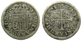 FERNANDO VI (1746-1759). 1752 JB. Madrid. 1/2 real. (AC 71). 1,38 gr. 

MBC-
