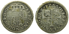 FERNANDO VI (1746-1759). 1755 JB. Madrid. 1/2 real. (AC 73). 1,18 gr. 

BC