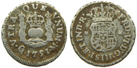 FERNANDO VI (1746-1759). 1751 M. Mexico. 1/2 real. Columnario (AC 84). 1,64 gr. 

MBC