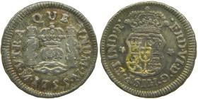 FERNANDO VI (1746-1759). 1755 M. Mexico. 1/2 real. Columnario (AC 88). 1,60 gr. Restos de suciedad en rev.

EBC-