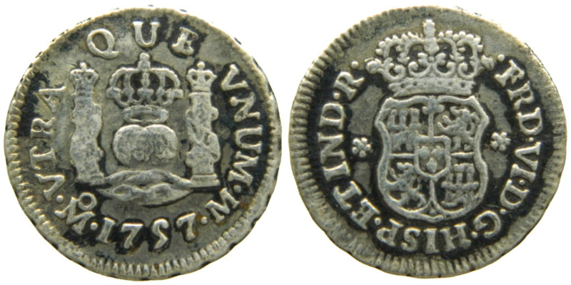 FERNANDO VI (1746-1759). 1757 M. Mexico. 1/2 real. Columnario (AC 93). 1,57 gr. ...