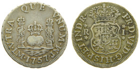 FERNANDO VI (1746-1759). 1757 JM. Lima. 1 real. Columnario. (AC 160). 3,32 gr.

MBC+