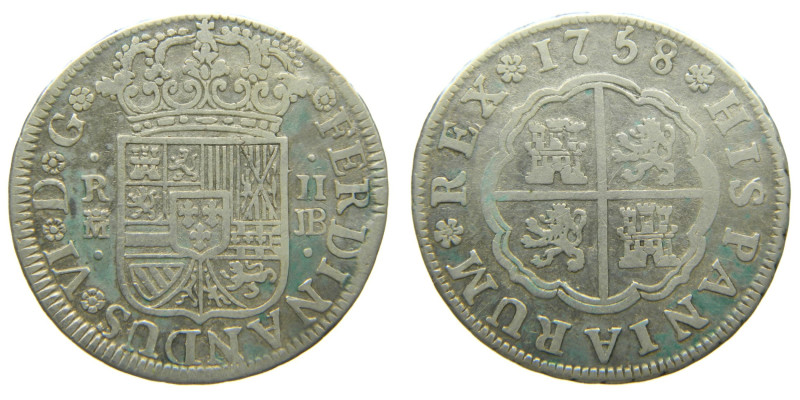 FERNANDO VI (1746-1759). 1758 JB. Madrid. 2 reales. (AC 282). 5,66 gr. 

n.a.