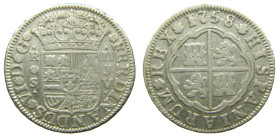 FERNANDO VI (1746-1759). 1758 JV. Sevilla. 2 reales. (AC 343). 5,73 gr. 

MBC+