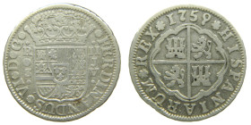 FERNANDO VI (1746-1759). 1759 JV. Sevilla. 2 reales. (AC 344). 5,53 gr. 

MBC