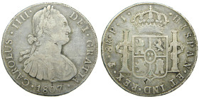 CARLOS IV (1788-1808). 1807 PJ. Potosí. 8 reales. (AC 1013). 26,92 gr.

MBC