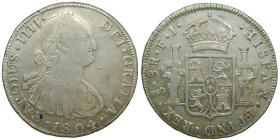 CARLOS IV (1788-1808). 1804 FJ. Santiago. 8 reales. (AC 1044). 27,16 gr.

MBC