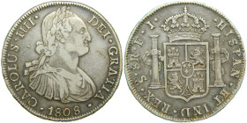 CARLOS IV (1788-1808). 1808 FJ. Santiago. 8 reales. (AC 1049). 27,12 gr. 

MBC