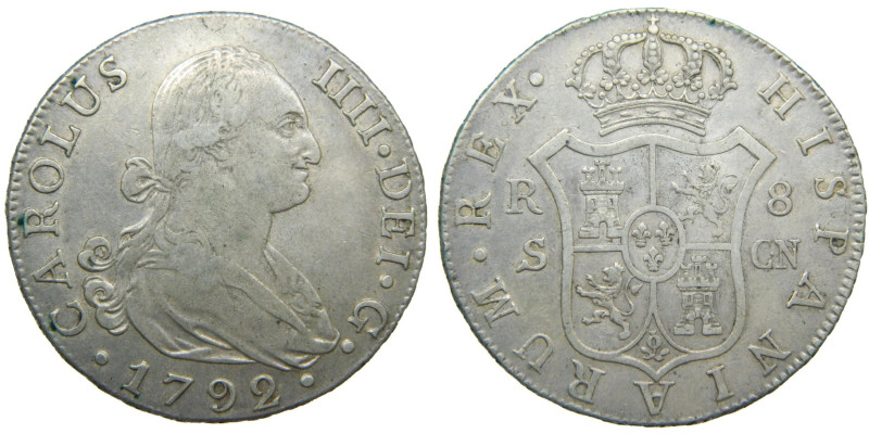 CARLOS IV (1788-1808). 1792 CN. Sevilla. 8 reales. (AC 1055). 27,04 gr. 

EBC-