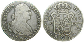 CARLOS IV (1788-1808). 1798 CN. Sevilla. 8 reales. (AC 1060). 26,56 gr.

MBC