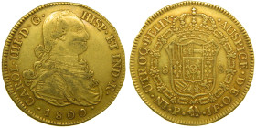 CARLOS IV (1788-1808). 1800 JF. Popayán. 8 escudos. (AC 1673). AU 26,94 gr.

MBC