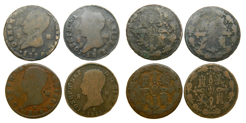 JOSE NAPOLEON (1808-1813). 1810, 1811, 1812 Y 1813. Segovia. Lote 4 monedas de 8...
