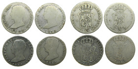 JOSE NAPOLEON (1808-1813). 1808 AI, 1811 RS, 1812 AI y 1812 RN. Madrid. Lote 4 monedas de 4 reales. (AC 12, 17, 18 y 20). A examinar. 

BC-/MBC