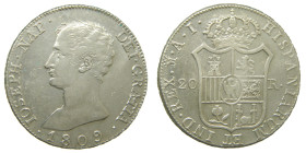 JOSE NAPOLEON (1808-1813). 1809 AI. Madrid. 20 reales. (AC 36). 27,15 gr. 

MBC+/EBC