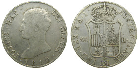 JOSE NAPOLEON (1808-1813). 1810 AI. Madrid. 20 reales. (AC 37). 26,64 gr. 

MBC/MBC+
