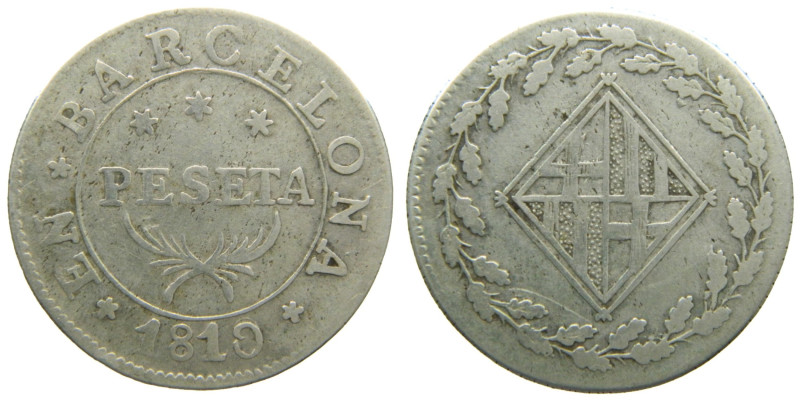 CATALUNYA NAPOLEONICA (1808-1814). 1810/09. Barcelona. 1 peseta. (AC 35). 5,31 g...