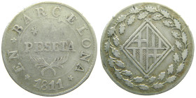 CATALUNYA NAPOLEONICA (1808-1814). 1811. Barcelona. 1 peseta. (AC 35). 5,30 gr. 

MBC-